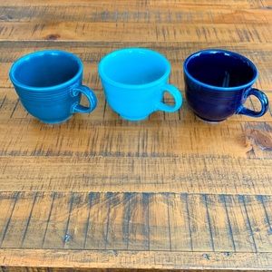 Trio of Fiestaware Tea Cups in Shades of Blue